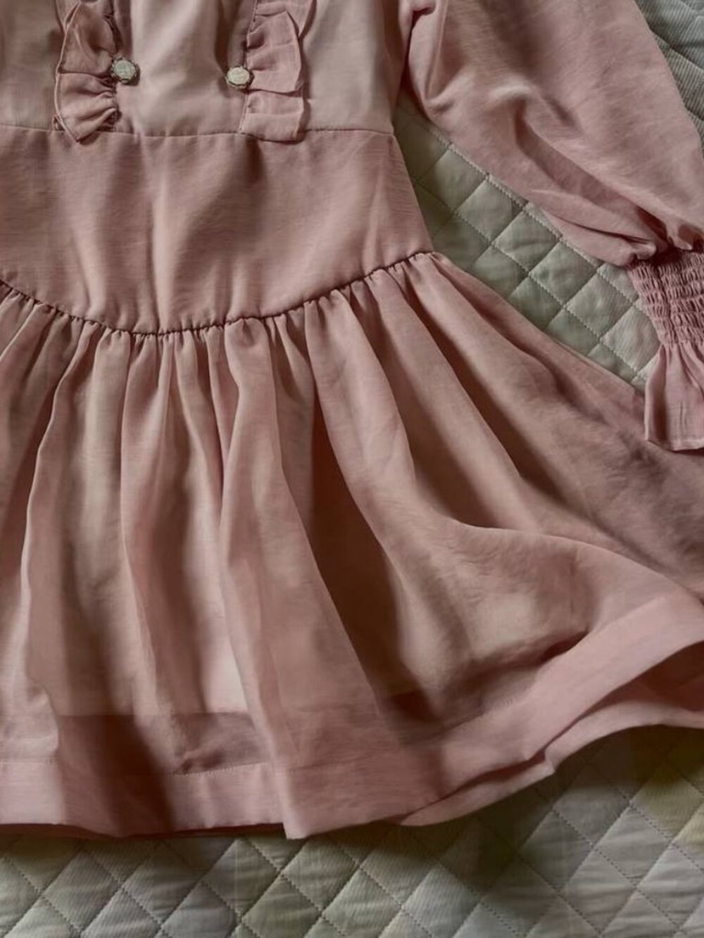 Pink Ruffle Long Sleeve Dress - Picture 3 of 3